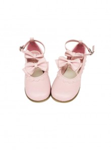 Cute Lace Pink Bowknot Lolita Low Heel Shoes