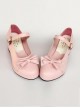 Princess Bowknot Pink Matte Lolita High Heel Shoes