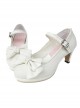 White Pearl Bowknot White Lolita High Heel Shoes