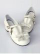 White Matte Bowknot Flounced Cute Sweet Lolita High Heel Shoes