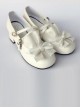 White Matte Bowknot Flounced Cute Sweet Lolita High Heel Shoes