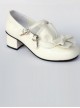 White Matte Bowknot Flounced Cute Sweet Lolita High Heel Shoes