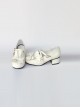 White Matte Bowknot Flounced Cute Sweet Lolita High Heel Shoes