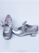 Silver Bowknot Heart-shaped Hollow Out Bride Shoe Lolita Middle-heel Shoes