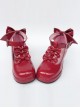 Red T-shaped Band Bowknot Sweet Lolita Platform Shoes