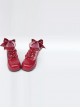 Red T-shaped Band Bowknot Sweet Lolita Platform Shoes