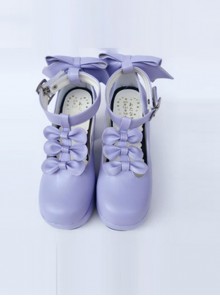 Violet T-shaped Band Bowknot Sweet Lolita Platform Shoes