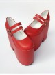 Two Buckles Pure Red Lolita Super High Heel Shoes