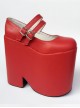 Two Buckles Pure Red Lolita Super High Heel Shoes