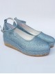 Glittering Sequins Blue Princess Shoes Lolita High Heel Shoes