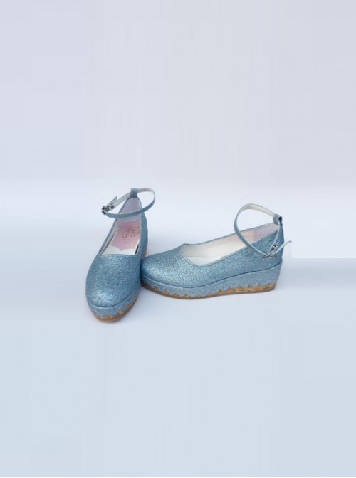 Glittering Sequins Blue Princess Shoes Lolita High Heel Shoes