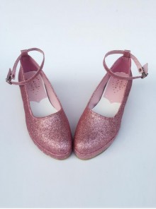 Glittering Sequins Pink Princess Shoes Lolita High Heel Shoes