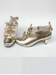 Bowknot Champagne Color Zipper High upper Lolita High Heel Ankle Boots