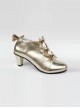 Bowknot Champagne Color Zipper High upper Lolita High Heel Ankle Boots