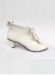 Bowknot White Matte Zipper High upper Lolita High Heel Ankle Boots