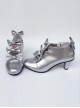 Bowknot Silver Zipper High Upper Lolita High Heel Ankle Boots