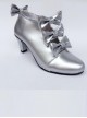 Bowknot Silver Zipper High Upper Lolita High Heel Ankle Boots