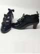 Bowknot Black Mirror Face Zipper High Upper Lolita High Heel Ankle Boots