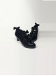 Bowknot Black Mirror Face Zipper High Upper Lolita High Heel Ankle Boots