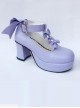 T-shaped Buckles Violet Matte Bowknot Lolita High Heel Shoes