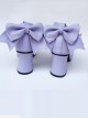 T-shaped Buckles Violet Matte Bowknot Lolita High Heel Shoes