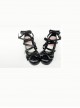 Black Matte Bowknot Lolita High Heel Shoes