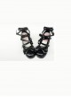Black Matte Bowknot Lolita High Heel Shoes