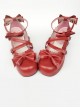 Wine Red Matte Bowknot Lolita High Heel Shoes