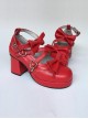 Red Matte Bowknot Lolita High Heel Shoes