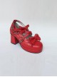 Red Matte Bowknot Lolita High Heel Shoes