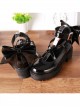 Black Patent Leather Cute Bowknot Lolita Round-toe High Heel Shoes- 5cm