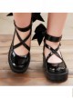 Black Patent Leather Cute Bowknot Lolita Round-toe High Heel Shoes- 5cm