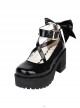 Black Patent Leather Cute Bowknot Lolita Round-toe High Heel Shoes- 8cm