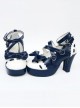 Ultramarine Bowknot Wavy Lace Lolita High Heel Shoes