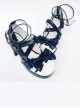 Ultramarine Bowknot Wavy Lace Lolita High Heel Shoes