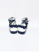 Ultramarine Bowknot Wavy Lace Lolita High Heel Shoes