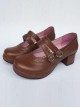 Concise College Style Light Coffee Color Lolita High Heel Shoes