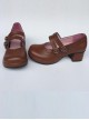 Concise College Style Light Coffee Color Lolita High Heel Shoes