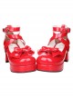 Bowknot Princess Shoes Lolita Round-toe High Heel Shoes