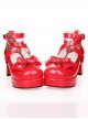 Bowknot Princess Shoes Lolita Round-toe High Heel Shoes