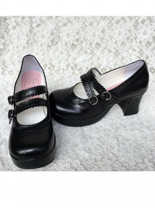 Fashion Concise College Style Black Gothic Lolita High Heel Shoes
