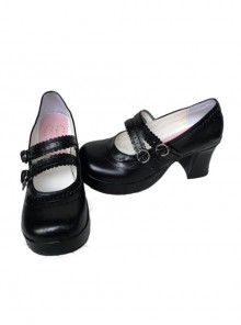 Fashion Concise College Style Black Gothic Lolita High Heel Shoes