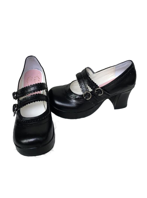 Fashion Concise College Style Black Gothic Lolita High Heel Shoes