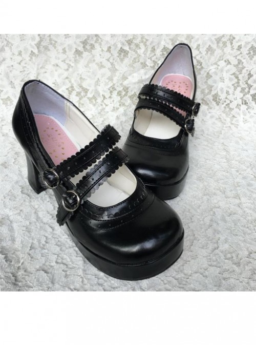 Fashion Concise College Style Black Gothic Lolita High Heel Shoes