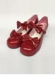 Wine Red Mirror Face Concise Bowknot Lolita High Heel Shoes