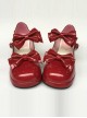 Wine Red Mirror Face Concise Bowknot Lolita High Heel Shoes