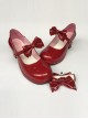 Wine Red Mirror Face Concise Bowknot Lolita High Heel Shoes