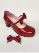 Wine Red Mirror Face Concise Bowknot Lolita High Heel Shoes