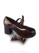 Coffee Color Mirror Face Concise Bowknot Lolita High Heel Shoes