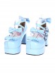 Pure Color Bowknot Thick Sole High Heel Shoes